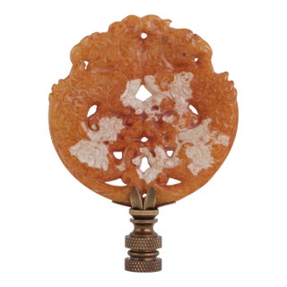 Feuding Dragons Carved Stone Lamp Finial For Sale