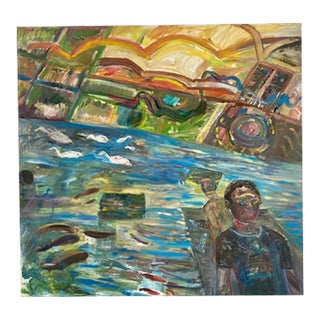 Original Vintage Figurative Abstract Painting by Warren Fischer For Sale