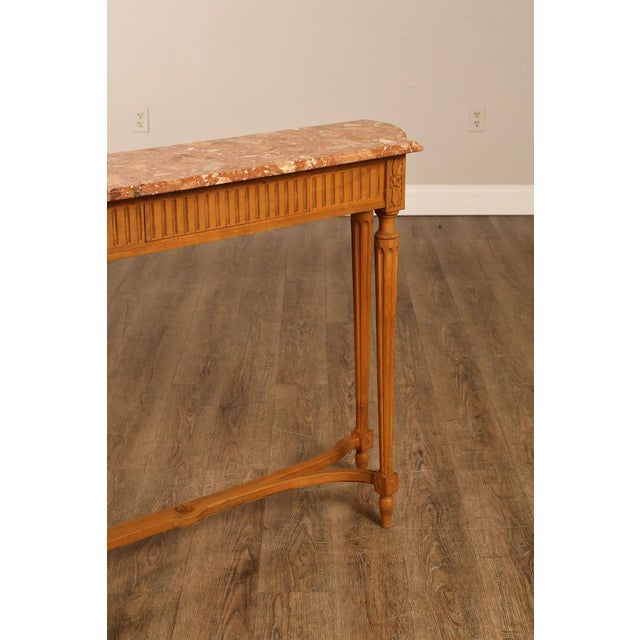 Wood French Louis XVI Style Marble Top Narrow Console For Sale - Image 7 of 18