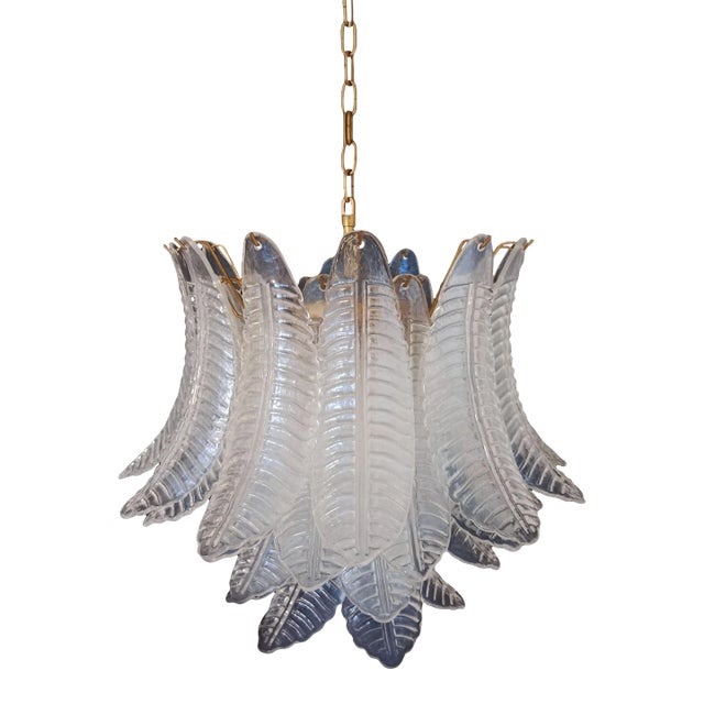 Italian Murano Six-Tier Opaline Felci Glass Chandelier, 36 Opal Glasses For Sale