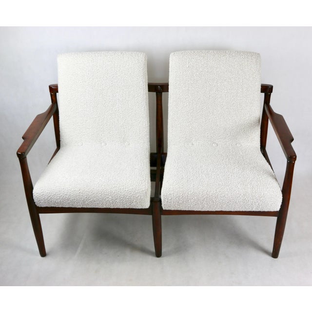 Vintage Double Sofa Bench in Ivory Bouclé, 1970s For Sale - Image 10 of 13