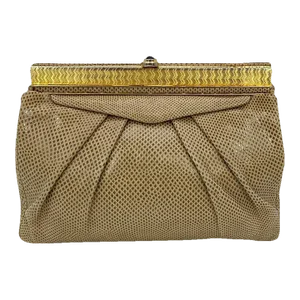 Judith Leiber Vintage Saks Tan Lizard Clutch