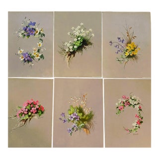 C1880s Set of 6 Antique Botanical Chromolithographs For Sale
