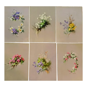 C1880s Set of 6 Antique Botanical Chromolithographs