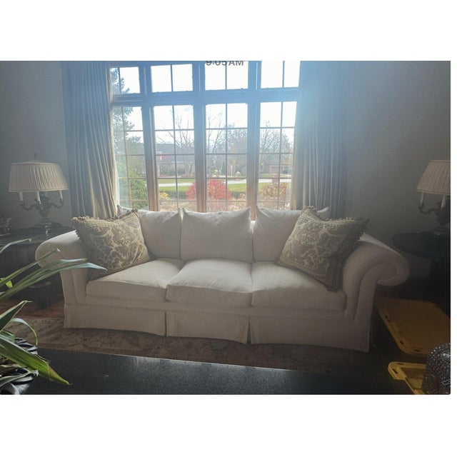 Beautiful Somerset skirted Sofa finished in a soft chenille fabric. Has a rolled arm detail and is the most comfortable...