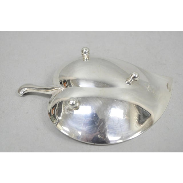 Silver Vintage Fb Rogers Modern Silver Plated Small Footed Leaf Trinket Nut Dish For Sale - Image 8 of 11