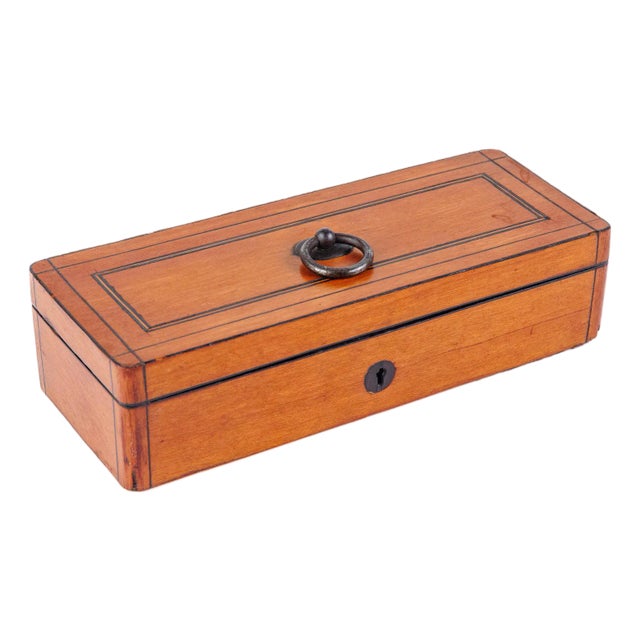 Antique English Satinwood Glove Box With Ebony Inlay, Victorian For Sale