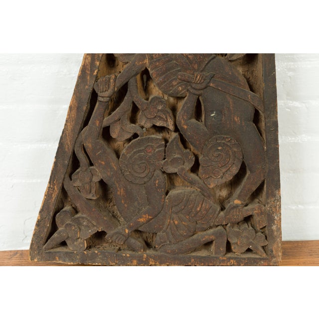 19th Century Indonesian Hand Carved Mythical Figures Architectural Fragment For Sale In New York - Image 6 of 11