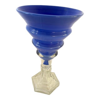 Memphis Style Vintage Glass Vase Bowl For Sale