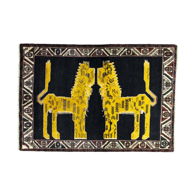 Hand-Knotted Gabbeh Rug with Lion Motif For Sale - Image 11 of 11