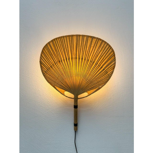 Wood Vintage Uchiwa LLL Wall Lamp in Bamboo by Ingo Maurer for M-Design, Germany, 1970s For Sale - Image 7 of 8