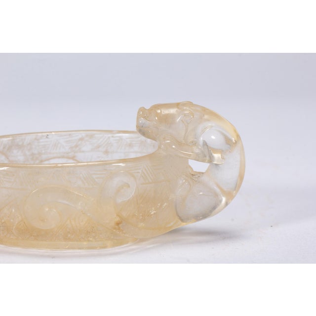 Antique Chinese Rock Crystal Brush Washer With Chilong Handles For Sale - Image 9 of 11