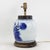 Mid 20th Century Blue and White Antique Porcelain Vase Lamp With Cobalt Floral Motif on Wood Base For Sale - Image 5 of 16