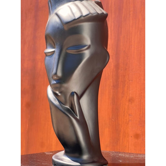 Black A Postmodern Face Vase After Lindsey B., Circa 1980 For Sale - Image 8 of 11