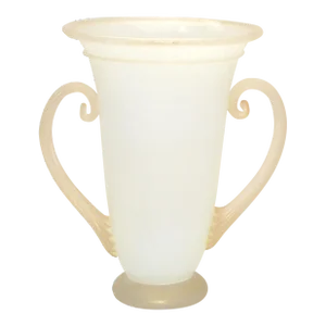 1980 Italian Frosted & Infused Gold Scavo Glass Urn Vessel with Handles Italy