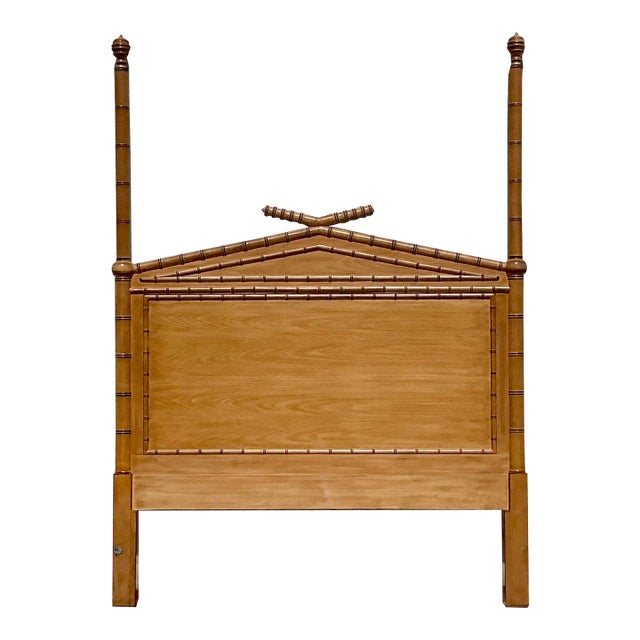 Vintage Regency Carved Bamboo Queen Headboard For Sale