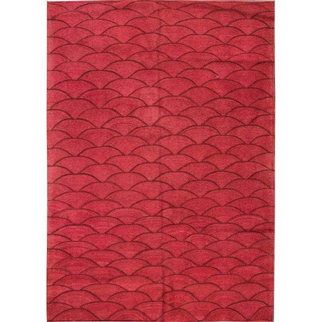 Pink Vintage Kilim Flatweave Pink Geometric Wool Rug For Sale - Image 8 of 8