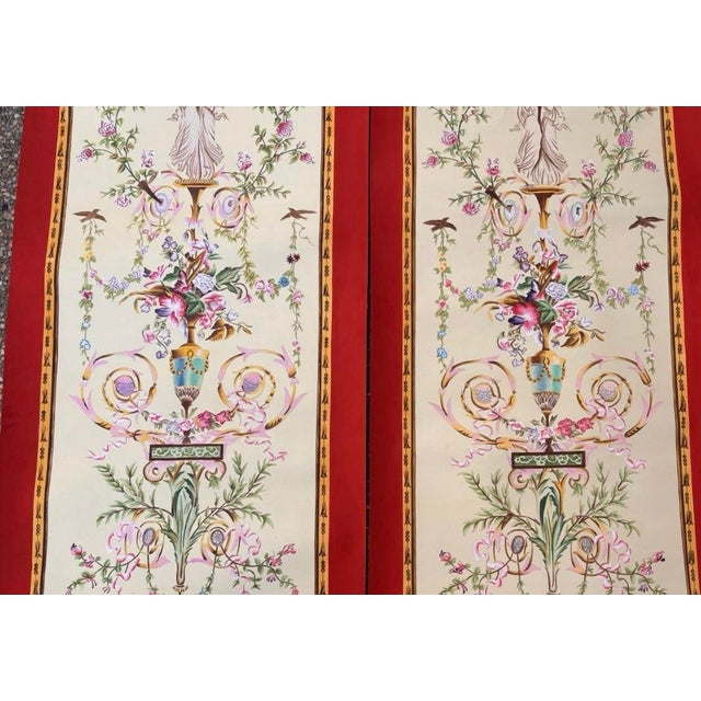 Neoclassical Hand Painted Neoclassical French Rocco Style Decorative Panels Floral Urn Cherub Motif 28” by 62” Each For Sale - Image 3 of 6