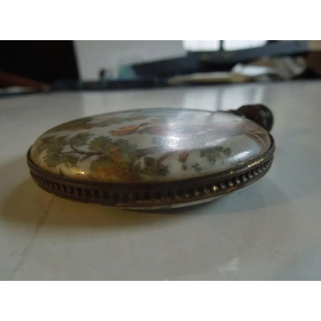 Victorian Porcelan & Brass Lamp Finial With Fragonard Hand Colored Courting Scene For Sale - Image 4 of 4