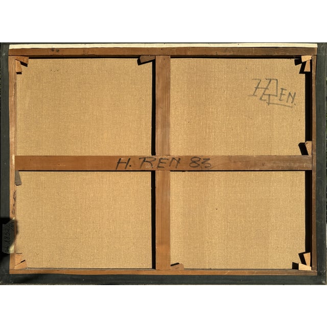 Henri Ren, Expressionist Portrait, 1983, Oil on Canvas, 130cm x 98cm For Sale - Image 3 of 6