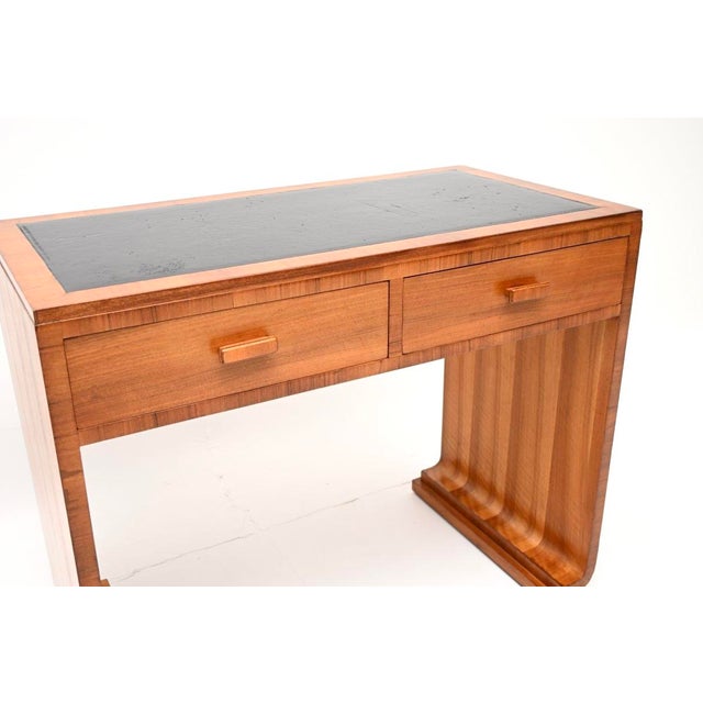 Art Deco Walnut and Leather Top Desk, 1930s For Sale - Image 10 of 11