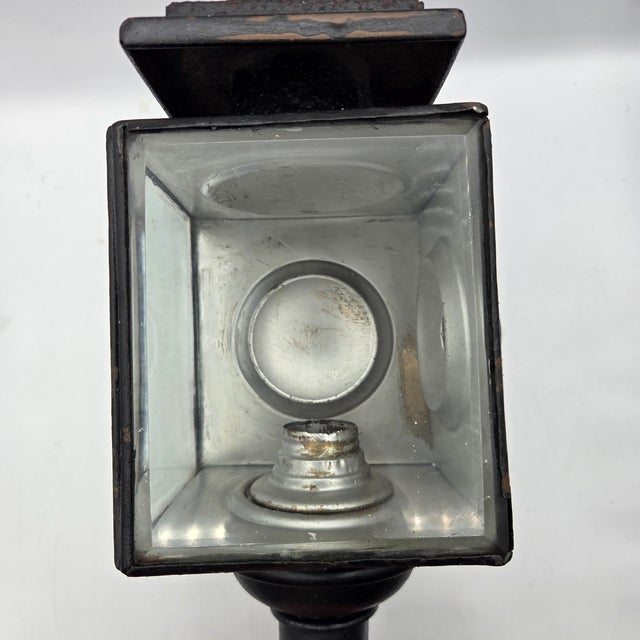 Antique c.1890s Carriage Buggy Spring Candle Side Lamp W/ Red Lens For Sale - Image 4 of 9