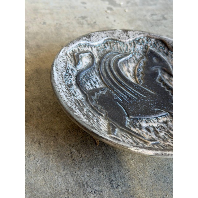 Michael Andersen & Son Ceramic Shallow Bowl Sgraffito a Mythical Creature Motif Johgus Bornholm Mid-Century 1960s For Sale - Image 4 of 9