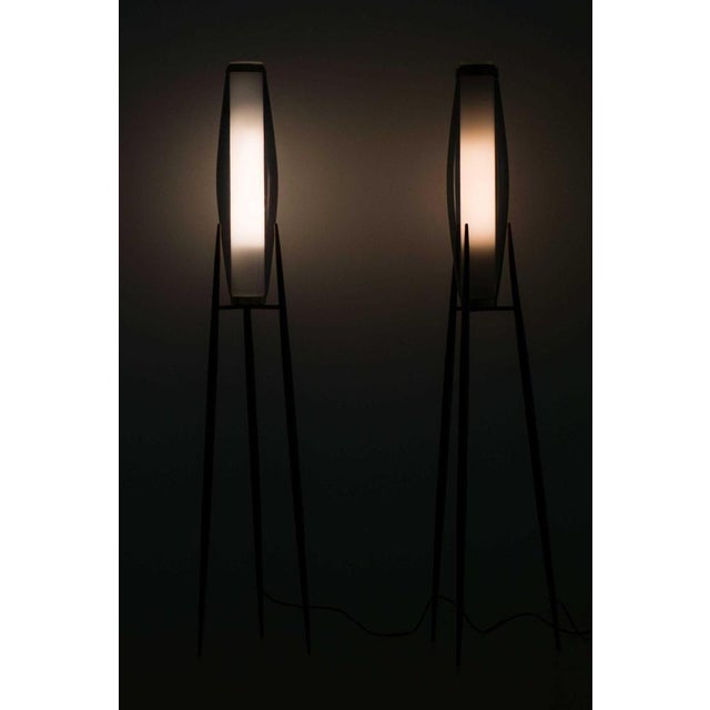Black Floor Lamps in Brass and Glass by Svend Aage Holm Sørensen, 1950s, Set of 2 For Sale - Image 8 of 9