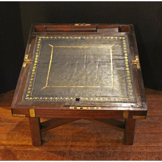 Wood Circa 1840 English Lap Desk Writing Box on Custom Side Table Stand For Sale - Image 7 of 12