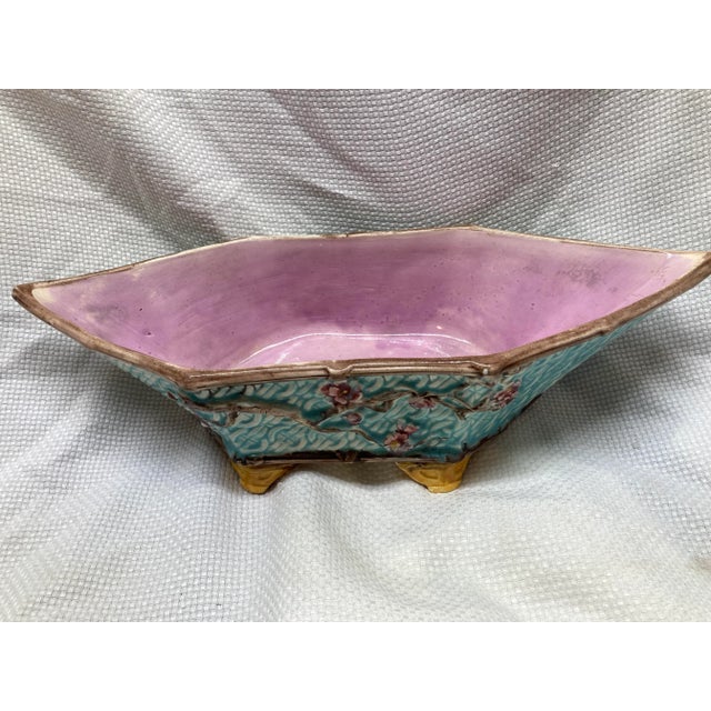 Antique Late 19th Century English Joseph Holdcraft Majolica Dogwood Basket For Sale - Image 4 of 9