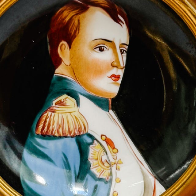 Early 20th Century Miniature Napoleon Portrait on Ceramic in Imperial Eagle Faux-Gilt Frame For Sale - Image 11 of 14