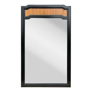 Vintage Thomasville Embassy Collection Asian Influenced Pecan & Ebony Vertical Wall Mirror