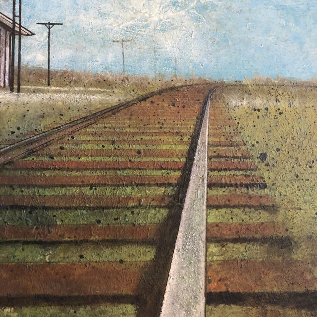 Early probably 1930s oil on. Masonite landscapes painting of the Scull Valley train station. Signed by Nielson. Fresh from...