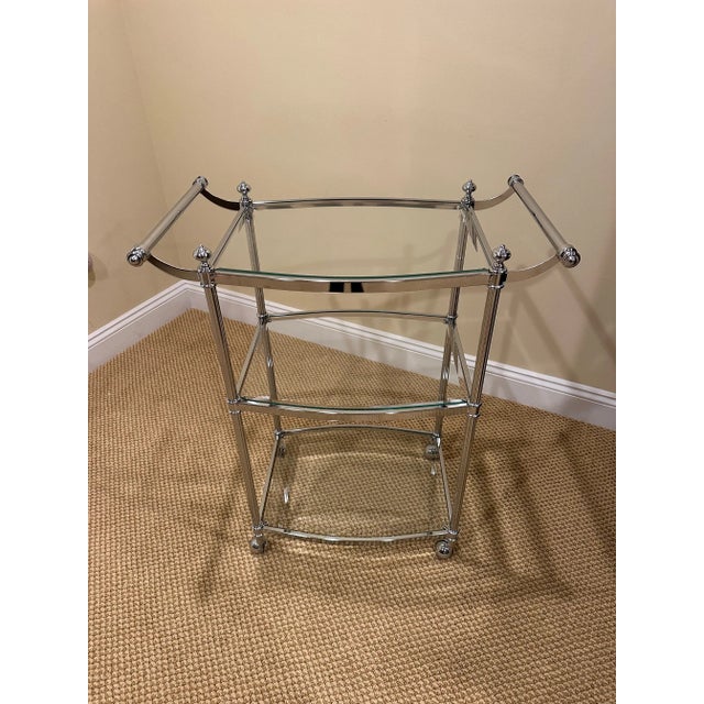 Chrome & Glass 3 Tiered Bar Cart For Sale - Image 10 of 10