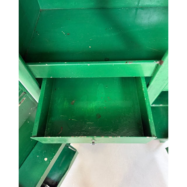 Forest Green Vintage Green Metal Cabinet, 1950s For Sale - Image 8 of 14