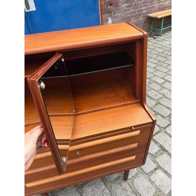 Brown Danish Teak Secretaire with Mirror For Sale - Image 8 of 11