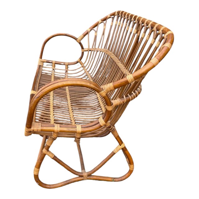 Franco Albini Vintage Italian Rattan Loveseat or Settee in the Style of Franco Albini For Sale - Image 4 of 6