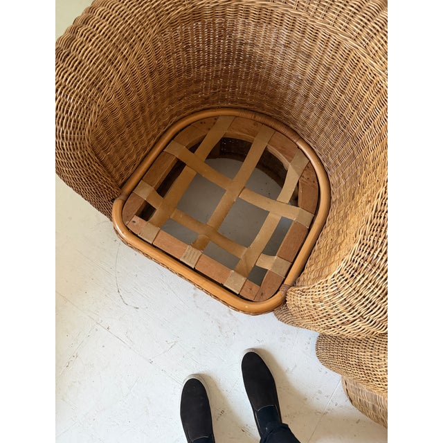 Camel 1960s Modern Sculptural Wicker Chairs a Pair For Sale - Image 8 of 10