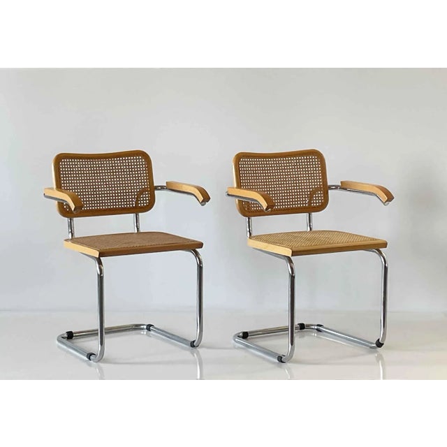 Late 20th Century Armchairs Chrome With Caning - A Pair For Sale - Image 5 of 6