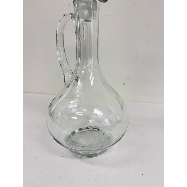 Vintage 1980s Etched Crystal Grape Vine Wine Decanter With Handle & Ball Stopper For Sale - Image 10 of 16
