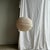 Large Round Pink Japanese-Style Rattan and Natural Linen Pendant Light For Sale - Image 15 of 18