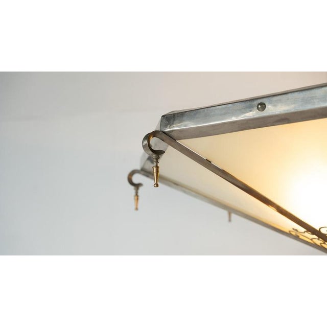 Large Art Deco Ceiling Light in Glass and Metal, France, 1930s For Sale - Image 4 of 16