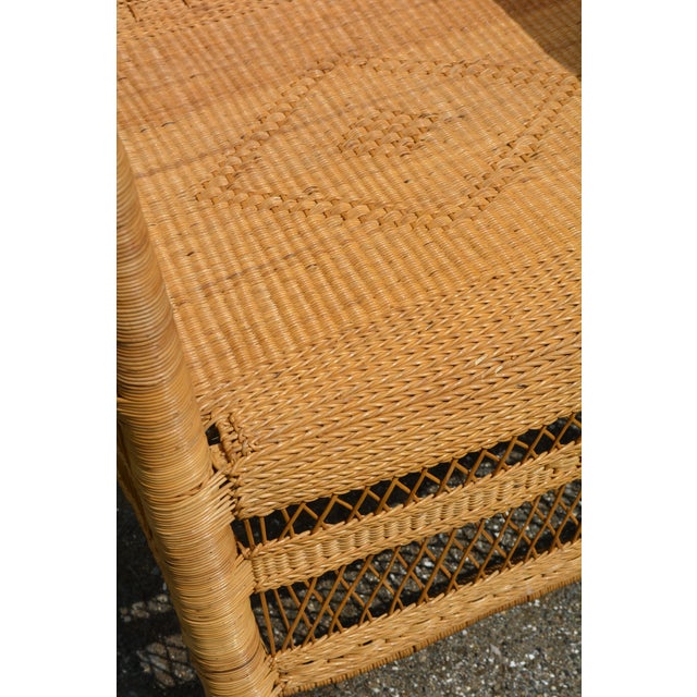 1980s Malawi South Africa Golden Tan Woven Rattan / Cane Arm Chairs Patio - A Pair For Sale - Image 10 of 11