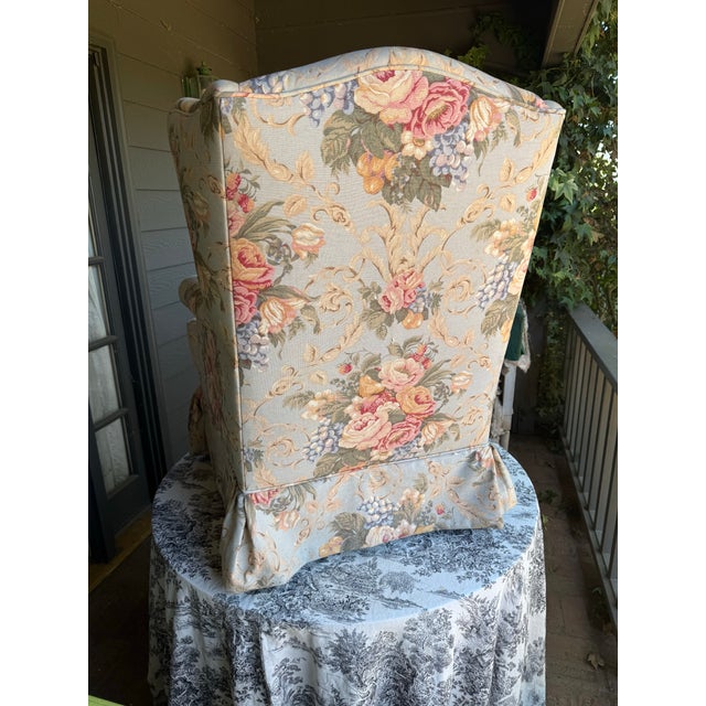 Beautiful freshly upholstered chair that’s been professionally upgraded. Very solid chair with vintage very unique fabric.