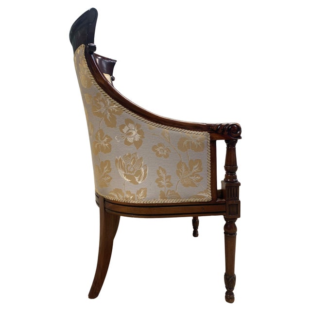 Wood William IV Mahogany Armchair with Cream Damask Upholstery For Sale - Image 7 of 9