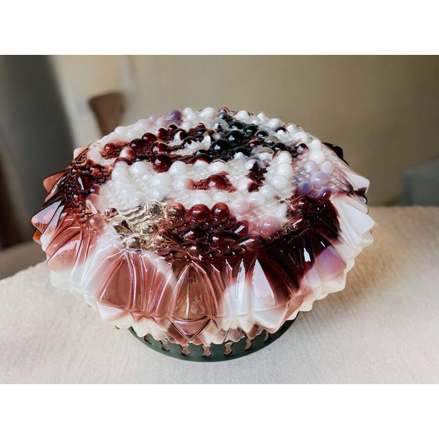 Burgundy Murano Glass Flush Mount Lamp, 1960s For Sale - Image 3 of 10