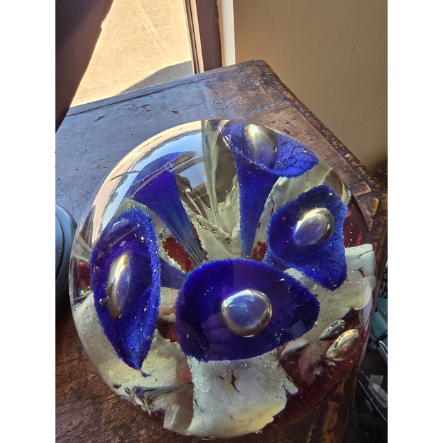 Glass Antique Patriotic Red White and Blue Glass Door Stop For Sale - Image 7 of 12