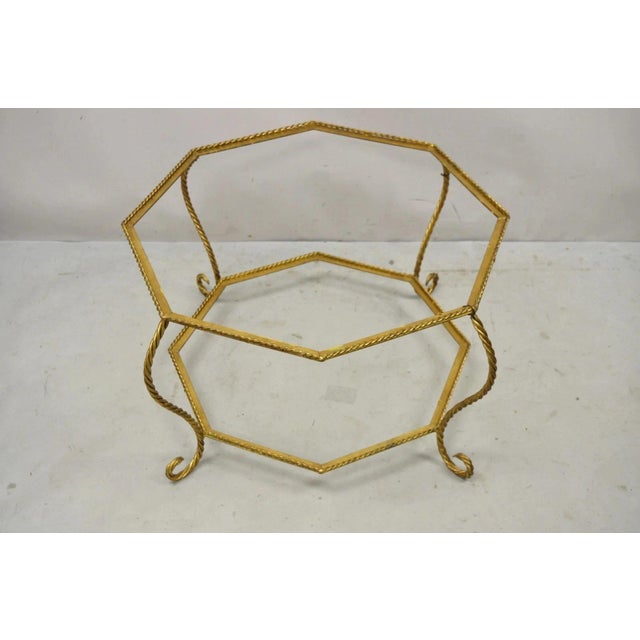 Vintage Italian Hollywood Regency Gold Gilt Iron Rope Metal Coffee Table Base For Sale In Philadelphia - Image 6 of 9