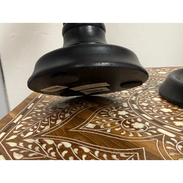 Global Views Ebony Wood Candle Holders, Set of Two For Sale - Image 11 of 12