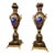 Blue French Style Porcelain Vase With Nature Artwork, Gold Leaf Details For Sale